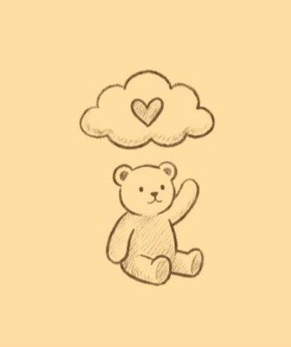 Sketch of a teddy bear waving